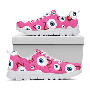 Human Eyeball Pattern Print White Running Shoes