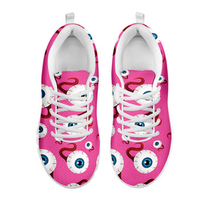 Human Eyeball Pattern Print White Running Shoes
