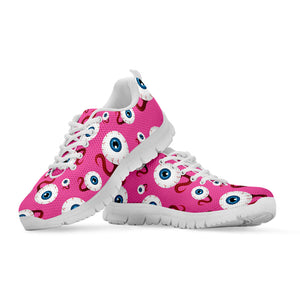 Human Eyeball Pattern Print White Running Shoes