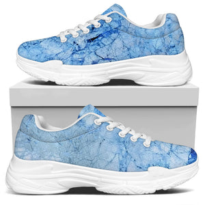 Ice Blue Marble Print White Chunky Shoes