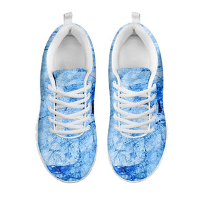 Ice Blue Marble Print White Running Shoes