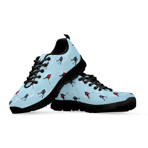 Ice Hockey Players Pattern Print Black Running Shoes