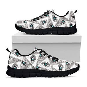 Illuminati Pattern Print Black Running Shoes