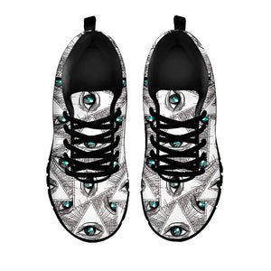 Illuminati Pattern Print Black Running Shoes
