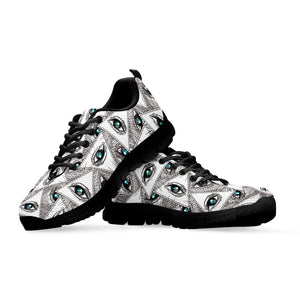 Illuminati Pattern Print Black Running Shoes