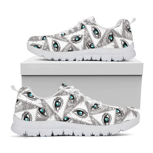 Illuminati Pattern Print White Running Shoes