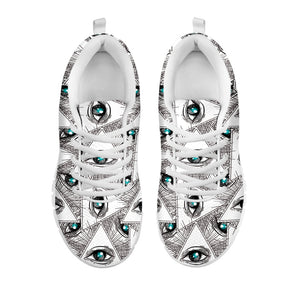 Illuminati Pattern Print White Running Shoes