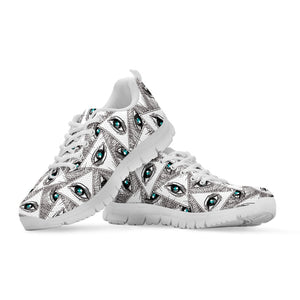Illuminati Pattern Print White Running Shoes