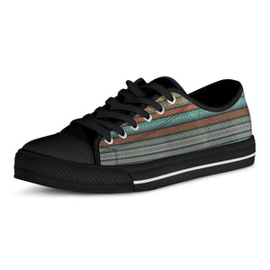 Indian Ethnic Pattern Print Black Low Top Sneakers