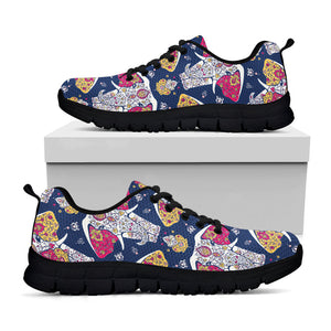 Indian Floral Elephant Pattern Print Black Running Shoes