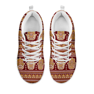 Indian Hamsa Hand Print White Running Shoes