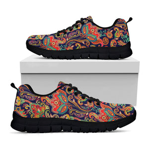 Indian Paisley Pattern Print Black Running Shoes