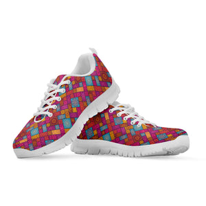 Indian Patchwork Pattern Print White Running Shoes