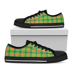 Irish Buffalo Plaid Pattern Print Black Low Top Sneakers