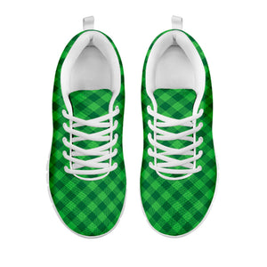 Irish Green Buffalo Plaid Print White Running Shoes