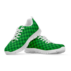 Irish Green Buffalo Plaid Print White Running Shoes