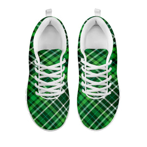 Irish Plaid Pattern Print White Running Shoes