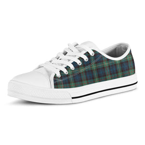 Irish Tartan Pattern Print White Low Top Sneakers