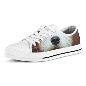 Jack Russell Terrier Portrait Print White Low Top Sneakers