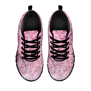 Japanese Cherry Blossom Tree Print Black Running Shoes