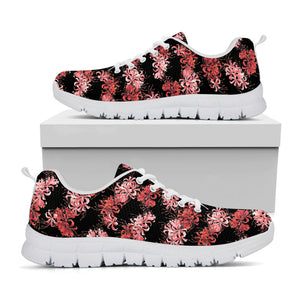 Japanese Cluster Amaryllis Pattern Print White Running Shoes