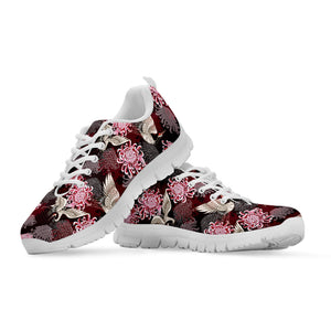 Japanese Cranes And Chrysanthemums Print White Running Shoes