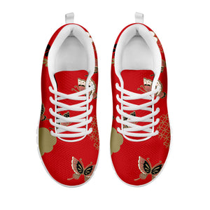 Japanese Flower Print White Running Shoes