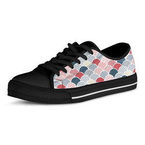 Japanese Geometric Pattern Print Black Low Top Sneakers