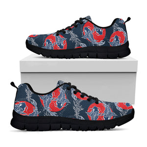 Japanese Koi Carp Fish Pattern Print Black Running Shoes