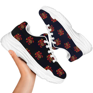 Japanese Samurai Pattern Print White Chunky Shoes
