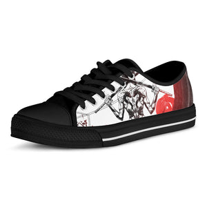 Japanese Samurai Woman Print Black Low Top Sneakers