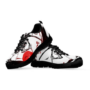 Japanese Samurai Woman Print Black Running Shoes