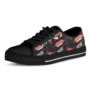 Japanese Sushi Pattern Print Black Low Top Sneakers