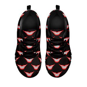 Joker Smile Pattern Print Black Running Shoes
