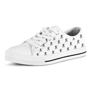 Karate Fighter Pattern Print White Low Top Sneakers