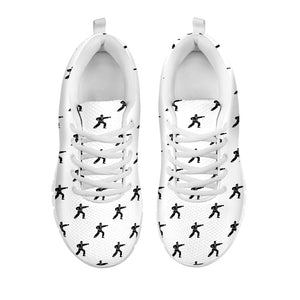 Karate Fighter Pattern Print White Running Shoes