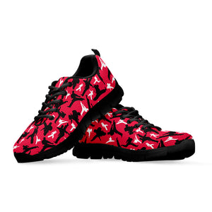 Karate Pattern Print Black Running Shoes