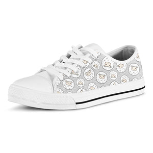 Kawaii Sheep Pattern Print White Low Top Sneakers