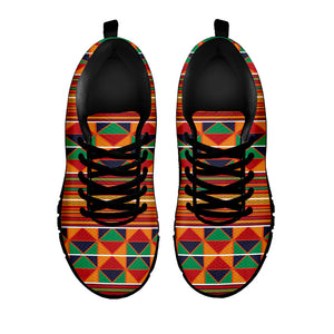 Kente Pattern Print Black Running Shoes