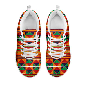 Kente Pattern Print White Running Shoes