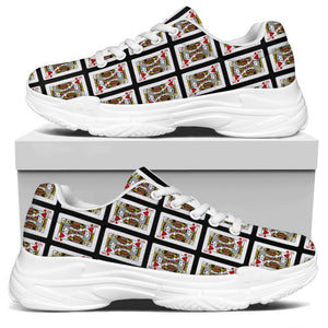 King Of Hearts Pattern Print White Chunky Shoes
