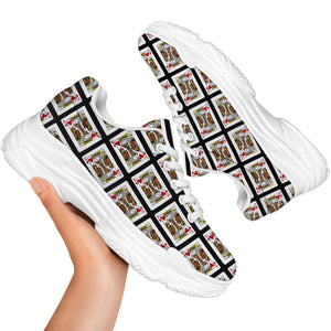 King Of Hearts Pattern Print White Chunky Shoes