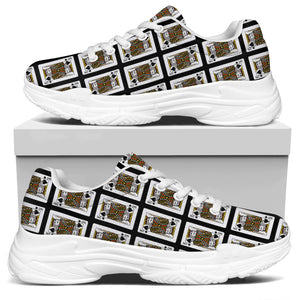 King Of Spades Pattern Print White Chunky Shoes
