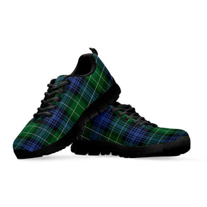 Knitted Scottish Plaid Print Black Running Shoes
