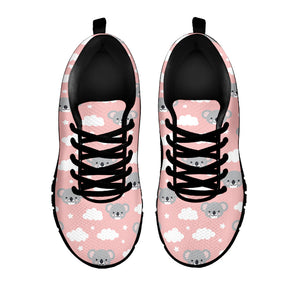 Koala Bear And Cloud Pattern Print Black Running Shoes