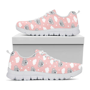 Koala Bear And Cloud Pattern Print White Running Shoes