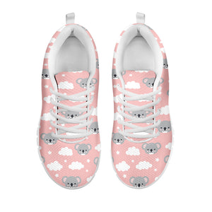 Koala Bear And Cloud Pattern Print White Running Shoes