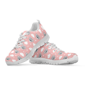 Koala Bear And Cloud Pattern Print White Running Shoes