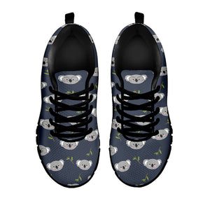 Koala Bear Pattern Print Black Running Shoes