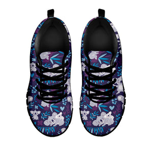 Koala Forest Pattern Print Black Running Shoes